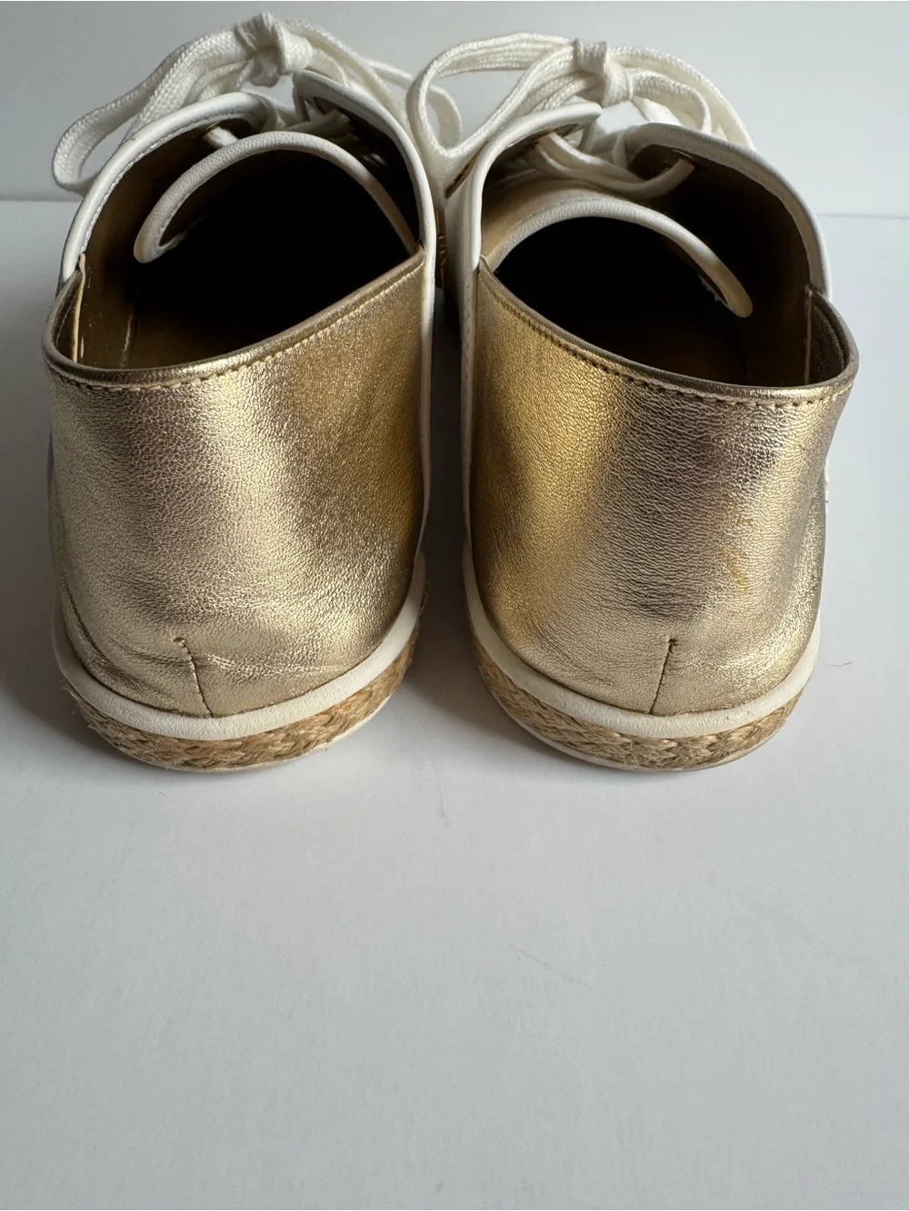 Michael Kors Cream and Gold Lace-Up Sneakers